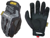 Mechanix Wear® Large Black And Gray M-Pact® Full Finger Synthetic Leather Anti-Vibration Gloves With Hook And Loop Cuff, PORON® XRD® Palm Padded And Rubberized Grip On Thumb, Index Finger And Palm