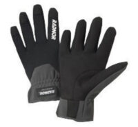 Radnor® Medium Black And Gray Full Finger Synthetic Leather And Spandex Slip-On Mechanics Gloves With Slip-On Cuff And Spandex Back