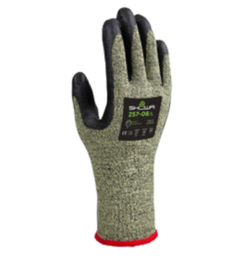 One Dozen SHOWA® Size 8 10 Gauge Spandex, Aramid And Stainless Steel Cut Resistant Gloves With Foam Nitrile Coated Palm