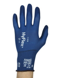 Ansell Size 9 HyFlex® 18 Gauge Ultra Light Weight Multi-Purpose Dark Blue FORTIX™ Nitrile Foam Dipped Palm Coated Work Gloves With Blue Nylon And Spandex® Liner And Knit Wrist