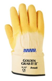 Ansell Size 10 Golden Grab-It® II Heavy Duty Cut Resistant Natural Rubber Latex Palm Coated Work Gloves With Jersey Knit Liner And Safety Cuff