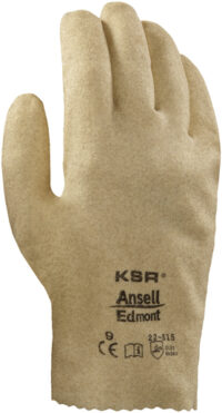 Ansell Size 8 KSR® Light Duty Multi-Purpose Cut And Abrasion Resistant Tan Vinyl Fully Coated Work Gloves With Interlock Knit Liner And Slip-On Cuff