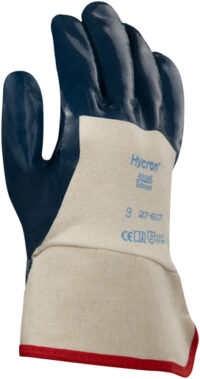 Ansell Size 8 Hycron® Heavy Duty Multi-Purpose Cut And Abrasion Resistant Blue Nitrile Palm Coated Work Gloves With Jersey Liner And Safety Cuff