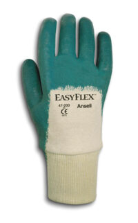 Ansell Size 8 Easy Flex® Light Duty Multi-Purpose Cut And Abrasion Resistant White And Green Nitrile Palm Coated Work Gloves With Cotton Knit Liner And Knit Wrist