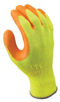 SHOWA™ Size 10 Atlas Hi-Viz Grip® 317 10 Gauge Abrasion Resistant Hi-Viz Orange Natural Latex Palm And Fingertip Coated Work Gloves With Hi-Viz Yellow Cotton And Polyester Knit Liner And Elastic Cuff