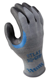 SHOWA™ Size 10 Atlas Re-Grip® 330 10 Gauge Light Weight General Purpose Abrasion Resistant Black Natural Rubber Latex Palm Coated Work Gloves With Light Gray Seamless Cotton And Polyester Knit Liner Elastic Knit Wrist And Reinforced Thumb Crotch