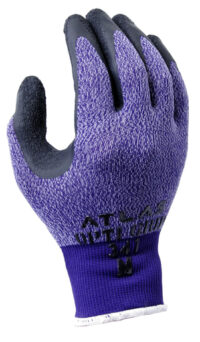SHOWA™ Size 8 Atlas 13 Gauge Black Latex Palm And Fingertip Coated Work Gloves With Blue And Gray Nylon Liner And Knit Wrist