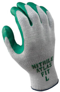 SHOWA™ Size 9 Atlas Fit® 350 10 Gauge Light Weight Cut Resistant Dark Green Nitrile Palm Coated Work Gloves With Light Gray Seamless Cotton And Polyester Knit Liner And Elastic Knit Wrist