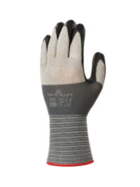 SHOWA™ Size 6 381 19 Gauge Abrasion Resistant Black Microporous Foam Nitrile Palm And Finger Coated Work Glove With Gray Polyester And Spandex Microfibre Liner And Knit Wrist