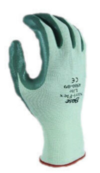 SHOWA™ Size 8 Nitri-Flex® Lite Dark Green Nitrile Dipped Palm Coated Work Gloves With Light Green Seamless Nylon Knit Liner And Knit Wrist