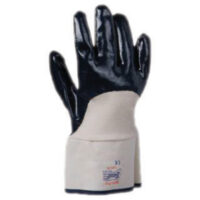 SHOWA™ 7066R-09 Size 9 Nitri-Pro® Heavy Duty Liquid Resistant Navy Nitrile Impregnation Palm Coated Work Gloves With White Cotton And Jersey Liner And Safety Cuff