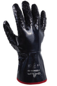 SHOWA™ 7199NCR-10 Size 10 Nitri-Pro® Heavy Duty Cut Resistant Navy Nitrile Palm And Finger Coated Work Gloves With White Cotton And Jersey Liner And Gauntlet Cuff