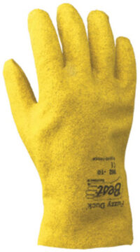 SHOWA™ Small Fuzzy Duck® Heavy Duty Abrasion Resistant Yellow PVC Fully Coated Work Gloves With Cotton And Jersey Liner And Slip-On Cuff