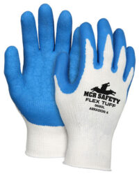 Memphis Small FlexTuff® 10 Gauge Abrasion Resistant Blue Latex And Rubber Dipped Palm And Finger Coated Work Gloves With Cotton And Polyester Liner And Knit Wrist