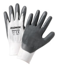 Radnor® Small White Nitrile Coated Nylon Gloves With 13 Gauge Nylon Knit Liner And Knit Wrists