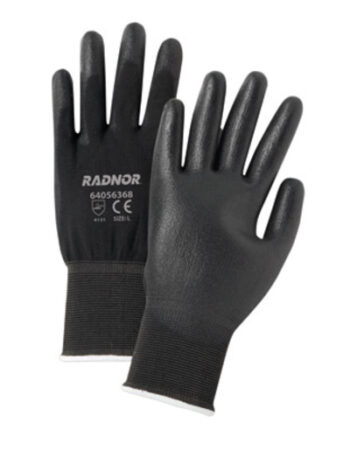 Radnor® Medium Black Economy Polyurethane Palm Coated Gloves With Seamless 13 Gauge Nylon Knit Liner