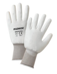 Radnor® Small White Premium Polyurethane Palm Coated Work Gloves With 15 Gauge Nylon Liner