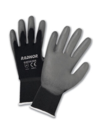 Radnor® Large Gray Premium Polyurethane Palm Coated Work Gloves With 15 Gauge Nylon Liner