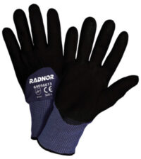 Radnor® Large 15 Gauge Black Nylon Microfoam Nitrile 3/4 Coated Work Gloves With Blue Seamless Nylon Liner