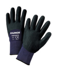 Radnor® X-Large 15 Gauge Black Nylon Microfoam Nitrile 3/4 Coated Work Gloves With Blue Seamless Nylon Liner And Dotted Finish