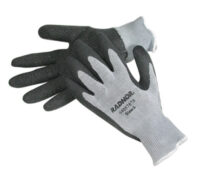 Radnor® Large Gray String Knit Gloves With Black Latex Palm Coating And White Hem