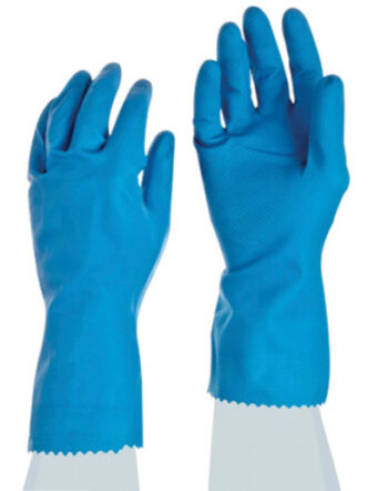 Ansell Size 8 Sky Blue FL100 12" Cotton Flock Lined 17 mil Unsupported Natural Rubber Latex Chemical Resistant Gloves With Fishscale Grip Finish And Pinked Cuff