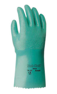 Ansell Size 9 Green Sol-Knit® 12" Cotton Interlock Knit Lined Supported Nitrile Chemical Resistant Gloves With Rough Finish And Gauntlet Cuff