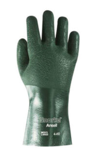 Ansell Size 10 Green Snorkel® 12" Jersey Knit Lined 15 mil PVC Fully Coated Chemical Resistant Gloves With Rough Finish And Gauntlet Cuff