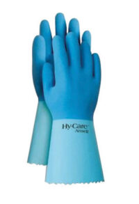 Ansell Size 9 Blue Hy-Care™ 12" Knit Lined 15 mil Natural Rubber Latex Fully Coated Chemical Resistant Gloves With Crinkle Finish And Pinked Cuff (72 Pair Per Case)