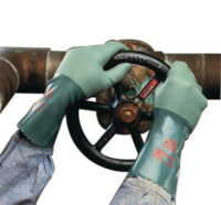Ansell Size 9 Green Scorpio® 12" Interlock Knit Lined 15 mil Neoprene Fully Coated Heavy Duty Chemical Resistant Gloves With Rough Finish And Gauntlet Cuff