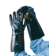 Ansell Size 10 Large Black Neox® 14" Fleece/Jersey Lined Neoprene Fully Coated Chemical Resistant Gloves With Smooth Finish And Gauntlet Cuff