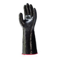 SHOWA™ Size 11 Black 355mm Polyester Lined 15 Gauge Unsupported Neoprene Fully Coated Chemical Resistant Gloves With Rough Particle Finish And Gauntlet Cuff