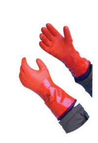 SHOWA™ Size 9 Orange Atlas® 12" Seamless Yellow Acrylic Lined Double-Dipped PVC Fully Coated Cold Weather Gloves With Rough And Textured Finish And Gauntlet Cuff