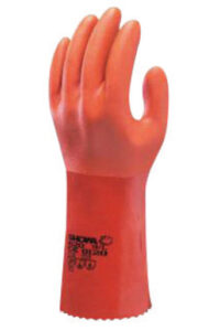 SHOWA™ Size 10 Orange Atlas® 12" Cotton Knit Lined Cotton And PVC Fully Coated Chemical Resistant Gloves With Rough And Textured Finish And Gauntlet Cuff