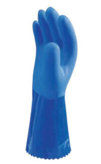 SHOWA™ Size 10 Blue Atlas® 12" Cotton Knit Lined 1.3 mm Cotton And PVC Fully Coated Chemical Resistant Gloves With Rough And Textured Finish And Gauntlet Cuff