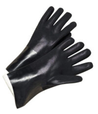 Radnor® Large 10" Black Double Dipped PVC Glove With Sandpaper Grip And Interlock Lining