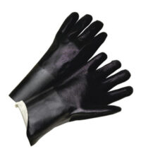 Radnor® Large 14" Black Double Dipped PVC Glove With Sandpaper Grip And Jersey Lining