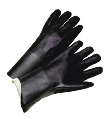 Radnor® Large 14" Black Double Dipped PVC Glove With Sandpaper Grip And Jersey Lining