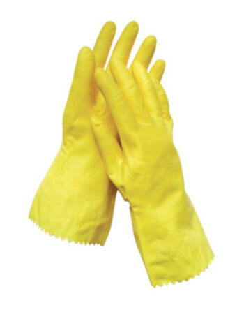 Radnor® Large Yellow 12" Flock Lined 16 MIL Textured Palm Natural Latex Glove