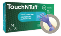 Ansell Medium Blue 9 1/2" TNT® Blue 5 mil Nitrile Ambidextrous Powder-Free Disposable Gloves With Textured Finger Tip Finish And Rolled Beaded Cuff
