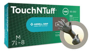Ansell Size 7 Gray Anthracite TouchNTuff 5.5 mil Silicone Free Nitrile Ambidextrous Non-Sterile Beaded