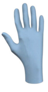 SHOWA™ Medium Blue 9 1/2" N-DEX® Plus 8 mil Nitrile Ambidextrous Utility Grade Lightly Powdered Disposable Gloves With Smooth Finish Rolled Cuff And Polymer Coating
