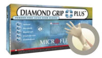 Microflex® X-Large Natural 9 1/2" Diamond Grip Plus™ 5.1 mil Latex Ambidextrous Non-Sterile Medical Grade Powder-Free Disposable Gloves With Textured Finish And Standard Examination Beaded Cuff (100 Each Per Box)