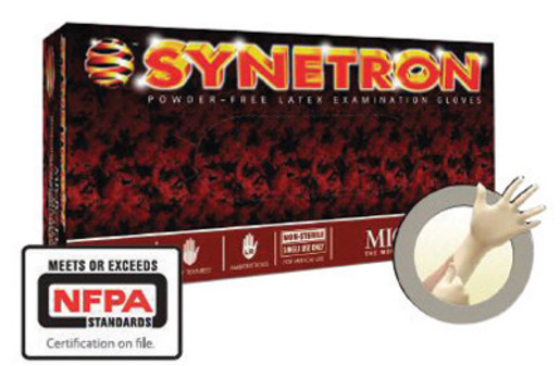 Microflex® X-Large Natural 11.417" Synetron® 9.1 mil Latex Ambidextrous Non-Sterile Medical Grade Powder-Free Disposable Gloves With Fully Textured Finish, Extended Beaded Cuff And Polymer Coating(50 Each Per Box)