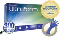 Microflex® X-Large Custom Blue 9.055" UltraForm® 2 mil Latex-Free Nitrile Ambidextrous Non-Sterile Exam Grade Powder-Free Disposable Gloves With Textured Finger Tip Finish And Beaded Cuff (250 Each Per Box)