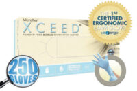 Microflex® Large Blue 9.448" XCEED™ 2.8 mil Latex-Free Nitrile Ambidextrous Non-Sterile Medical Grade Powder-Free Disposable With Textured Finger Tip Finish And Standard Examination Beaded Cuff (250 Gloves Per Box)