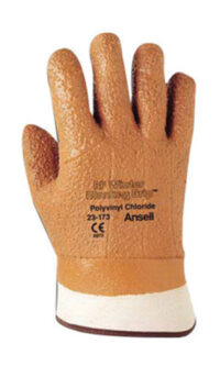 Ansell Size 10 Orange Winter Monkey Grip™ Textured Jersey Lined Cold Weather Gloves With Wing Thumb, Safety Cuff, Vinyl Fully Coated, Foam Insulation And Raised Finish