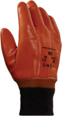 Ansell Size 10 Brown Winter Monkey Grip™ Jersey Lined Cold Weather Gloves With Wing Thumb, Knit Wrist, PVC Fully Coated And Foam Insulation