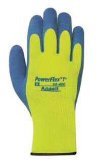 Ansell Size 9 Blue And Hi-Viz Yellow PowerFlex® T Thermal Terry Cloth Lined Cold Weather Gloves With Knit Wrist And Natural Rubber Latex Coated Palm