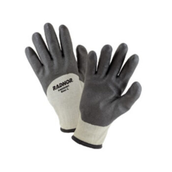 Radnor® Medium Black And Gray 7 Gauge Brushed Acrylic Terry Nylon Lned Cold Weather Gloves With Double Coated Air Infused PVC